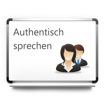 Whiteboard mit Bild zwei Menschen Authentisch Sprechen